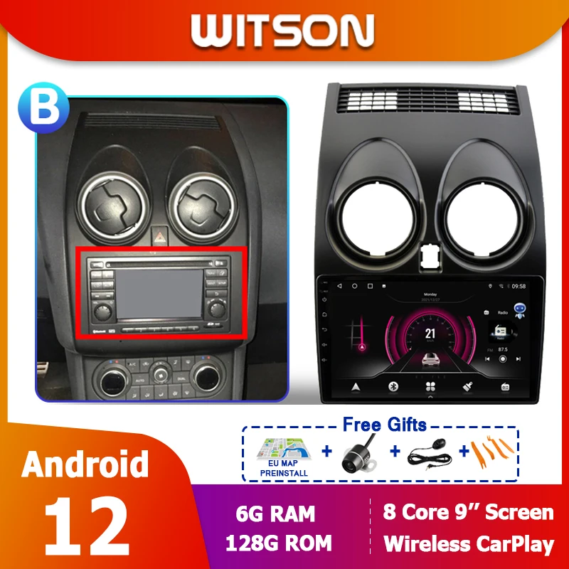 

Радио мультимедийные автомагнитолы WITSON CarPlay для NISSAN QASHQAI 2006-2013 GPS-навигация 9 ''видеоплеер с высоким разрешением QLED