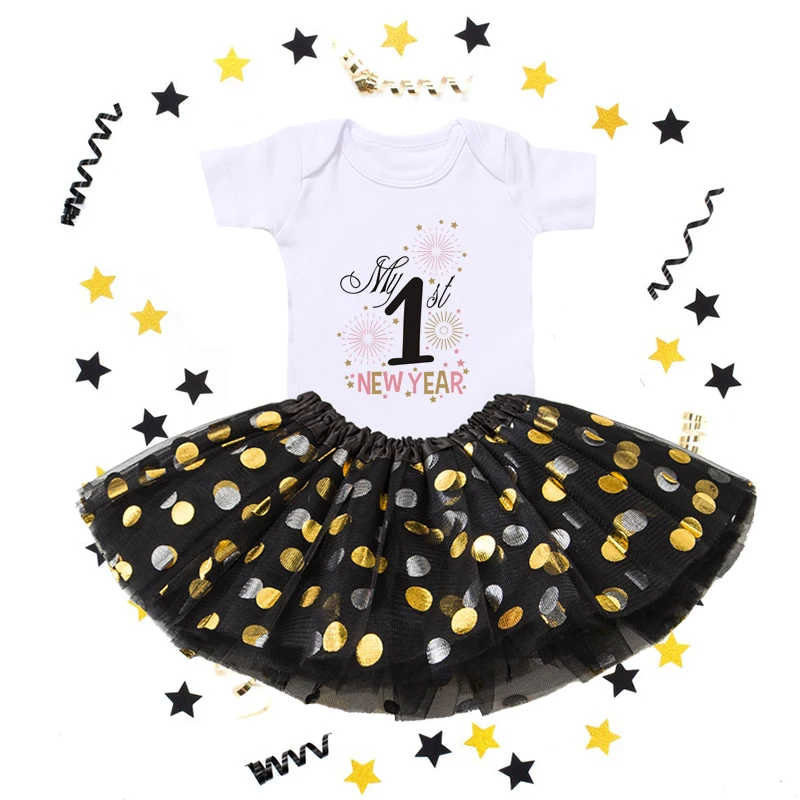 

My First New Year Baby Girls Bodysuit+Skirt Set Girls Happy New Year’s Outfit Toddler Infant Baby Girl Outfits Cute Baby Clothes