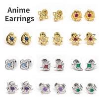 new anime earrings genshin impact earrings ear studs 925 silver ear zhongli mona jewelry alloy studs ear for women men gift