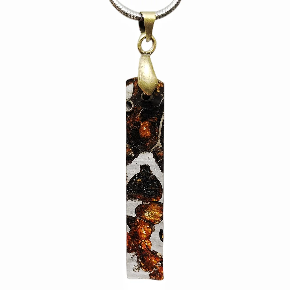 

Sericho Kenya Olive Meteorite Pendant Olive Meteorite Slice Necklace Natural Meteorite Specimen Collection