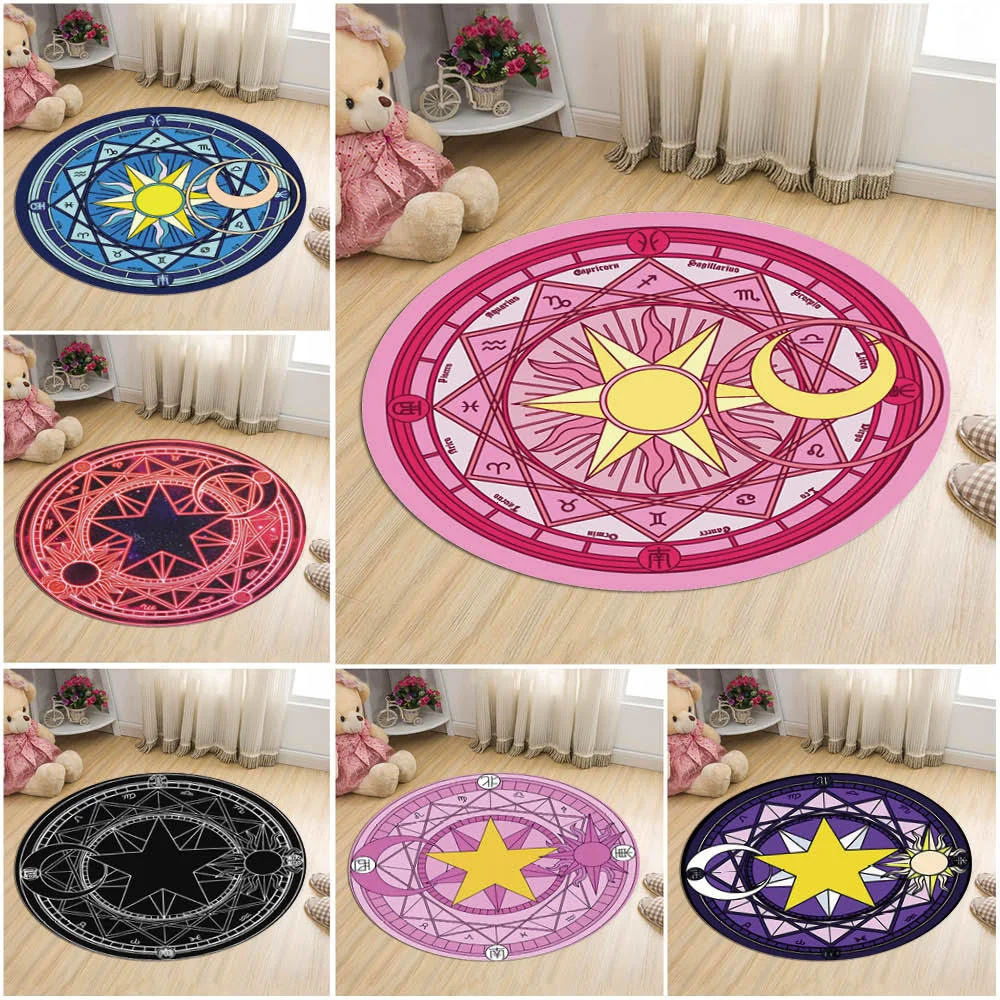 

Cartoon Animation Round Rug Magic Array Ground Mat Soft Flannel Anti-slip Play Mat Children's Room Carpet Living Room Carpets