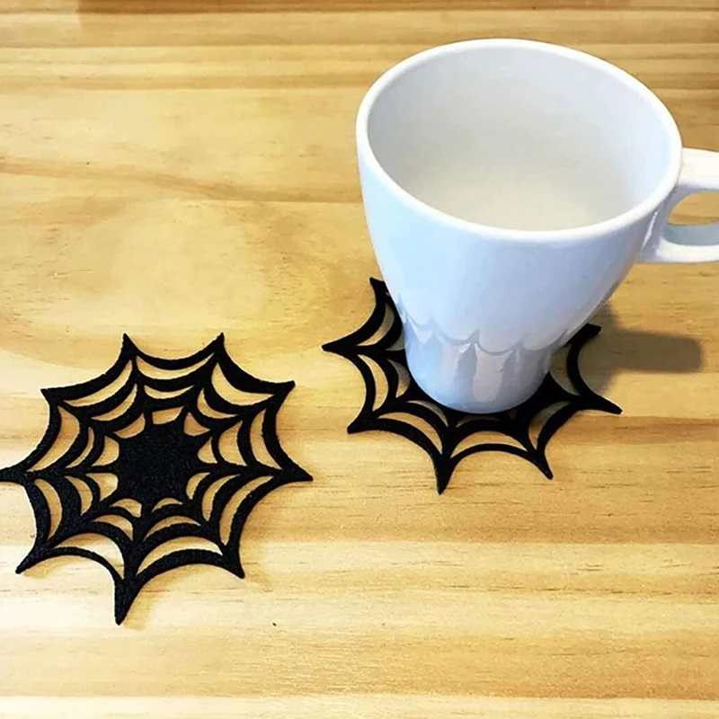 

1 Pc Spider Web Decorative Coasters Halloween Cobweb Felt Heat Mats Party Decorations Home Cup Mat Placemats