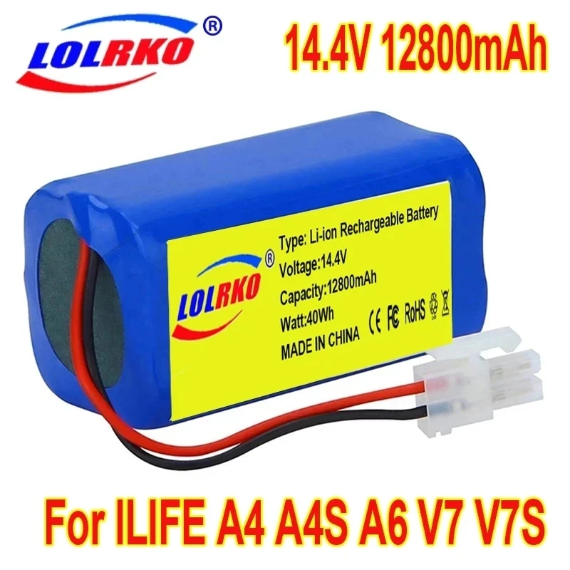 

Новый 14,8 в 12800 мАч 14,4 В 9800 мАч литиевый аккумулятор для робота-пылесоса ILIFE A4 A4s V7 A6 V7s Plus ILife 4S1P с реальной емкостью
