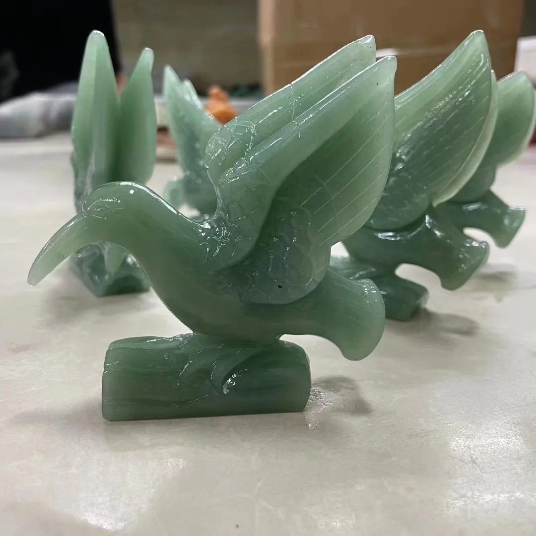 

10cm Hummingbird Statue Natural Aventurine Stones Healing Crystals Carved Animal Room Decor Gem Craft