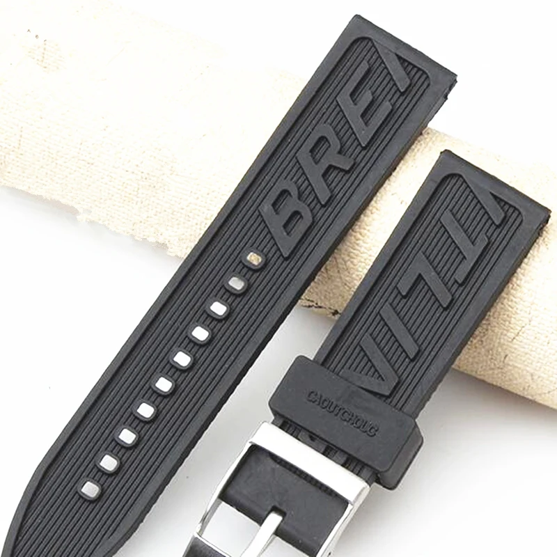 

Luxury Brand Silicone Rubber thick Watch band 22mm 24mm Black Watch Strap For navitimer/avenger/Breitling