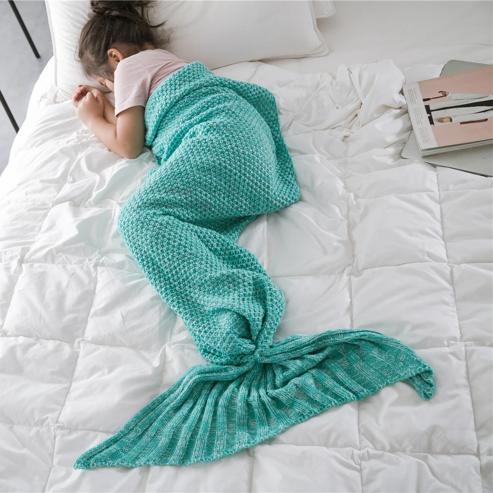 

Crochet Mermaid Blanket Super Soft All Seasons Sleeping Knitted Blankets Mermaid Tail Blanket Knitted Blankets