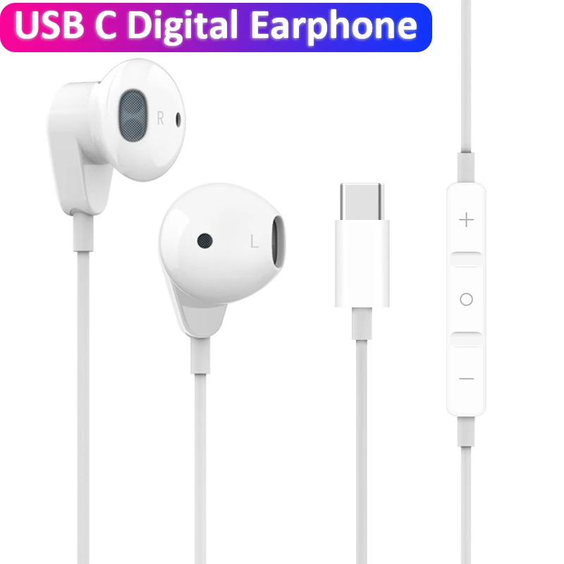 Słuchawki USB typu C konwerter Audio DAC cyfrowe słuchawki douszne 32bit 384khz z mikrofonem do Xiaomi Redmi Huawei Pixel Samsung Sony