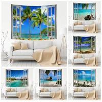 beach outside the window anime tapestry home decoration hippie bohemian decoration divination decor blanket