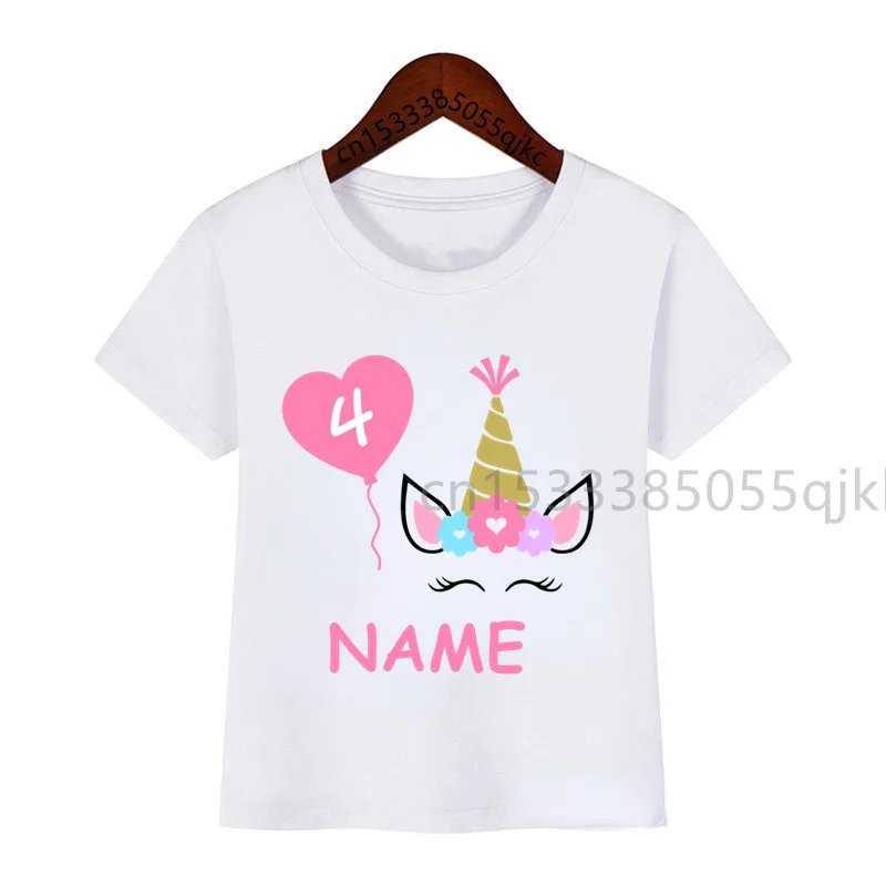 Unicorn Name Number T-Shirt Boy Girl Funny Birthday Gift T-Shirt Baby