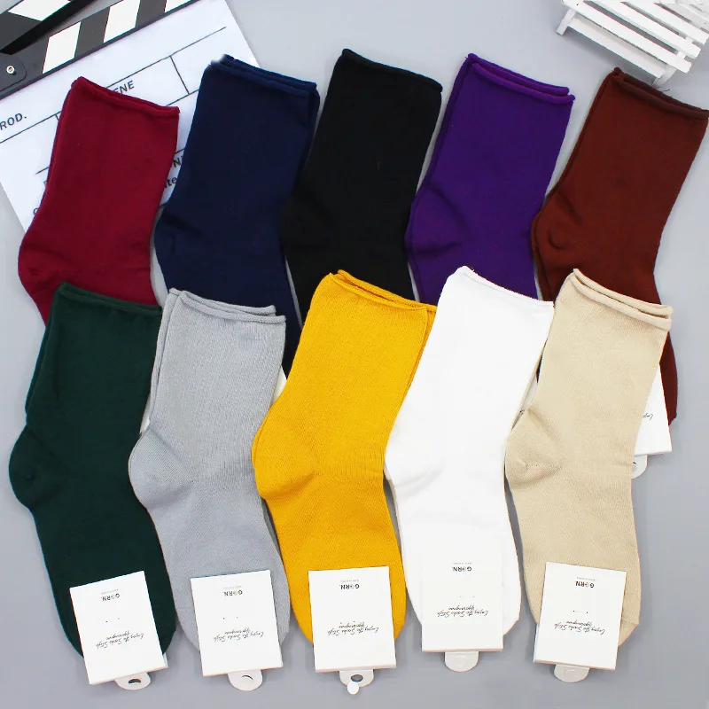 

Женские носки, однотонные женские носки, белые хлопковые носки, корейские мягкие удобные вязаные повседневные женские носки для походов и полета на осень и зиму