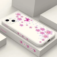 flower butterfly in bloom for apple iphone 13 12 mini 11 8 7 6 xs xr se 2020 pro max plus phone case liquid silicone soft capa