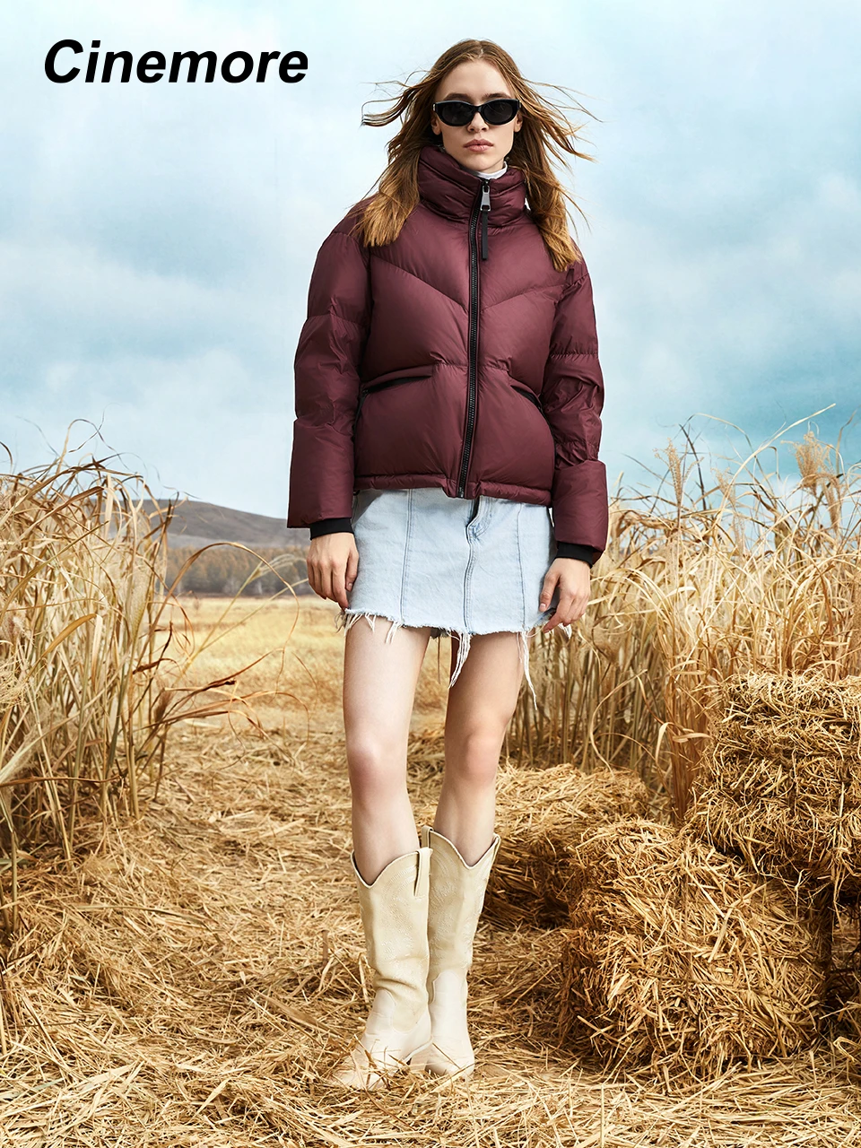 Женский зимний пуховик с воротником-стойкой 23625