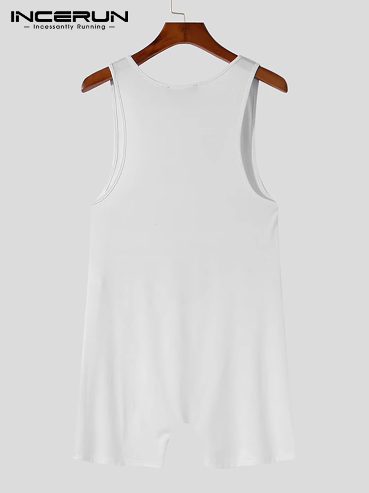 New Men Stylish Bodysuit Solid Comeforable All-match Simple Rompers Male Casual Front Cutout Simple Jumpsuits S-5XL 2022 INCERUN