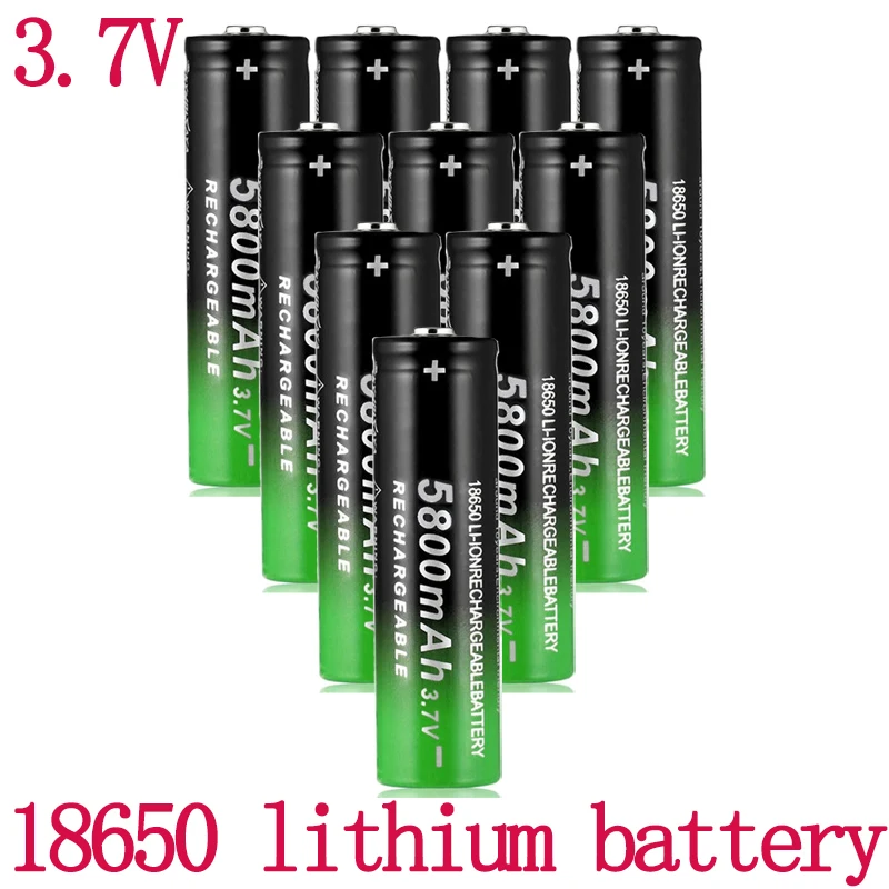 

100% new 3 .7V High Quality 5800mAh 18650 Lithium ion batteries Rechargeable Battery For Flashlight Torch Free shipping