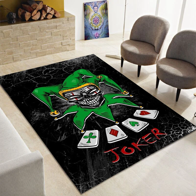 Skull Head Poker Printed Carpet Living Room Sofa Door Mat Kitchen Decoration Carpet Children's Games Non slip Floor Mat