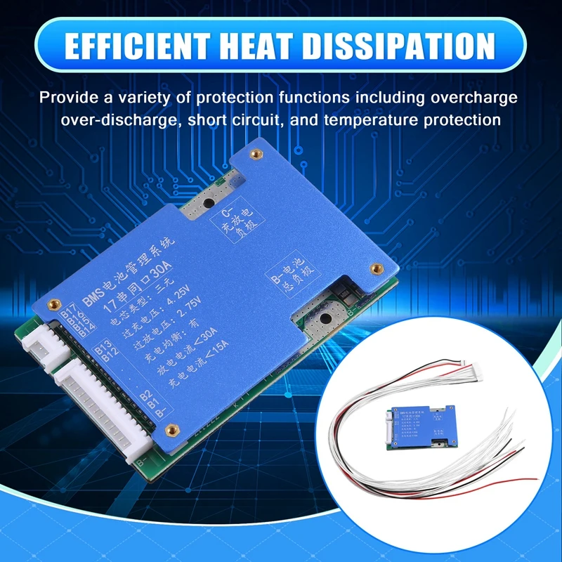 18650 Батарея Bms 17S 60 В Литий-ионная батарея Общий порт Зарядная панель с защитой от