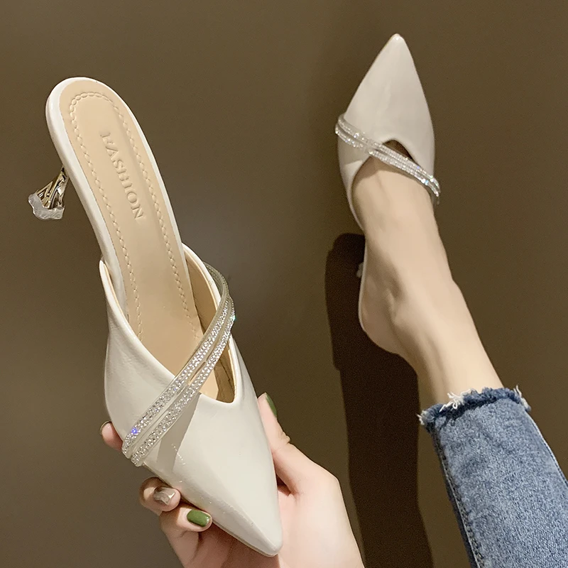 

2022 New Summer Flats Lady Sandals Slippers Soild Color Slip on Pointed Toe Women Mules Outdoor Slipper Shoes Woman Slides