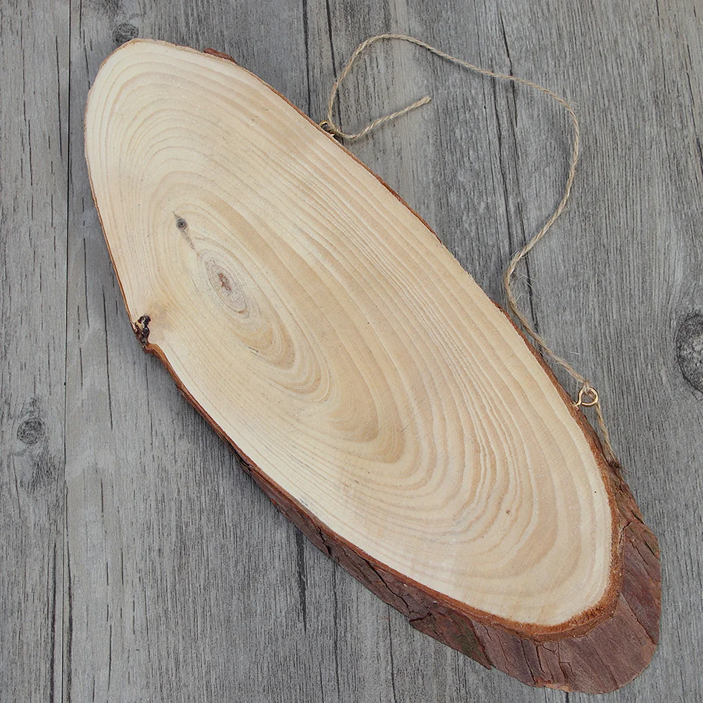 

3Pcs Oval Tag Wooden Plaques Blank Wood Hanging Signs Oval Craft Unfinished Hanging Slices for Door& Wall