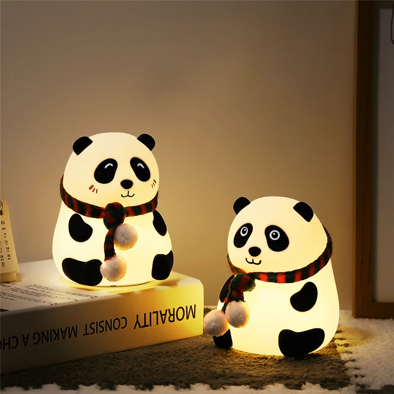 

Panda LED Night Light Touch Sensor Colorful Cartoon Silicone Lamp USB Rechargeable Bedroom Bedside Lamp for Children Kids Gifts