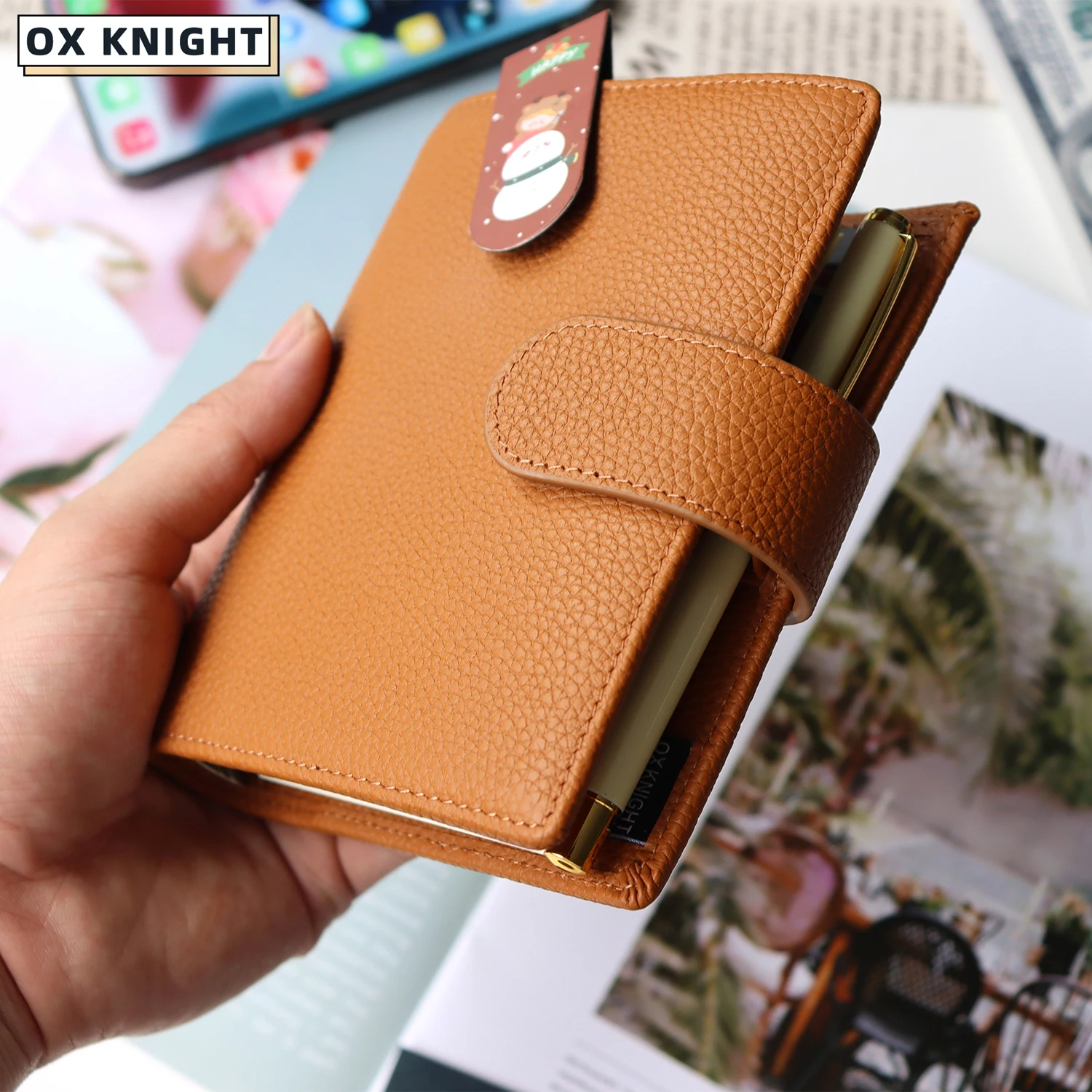 100% Genuine Leather Notebook Planner Zippered Weeks Cover Genuine Pebbled Grain Leather School Suppli Notebook Agenda Organizer