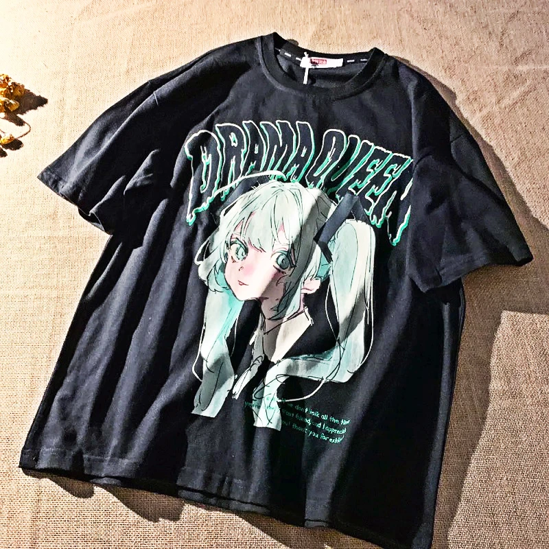 

Summer 2022 Harajuku Japanese Anime Attack on Titan Fairy Grunge Loose Short Sleeve Y2k Aesthetic Kawaii Top Women T-shirt