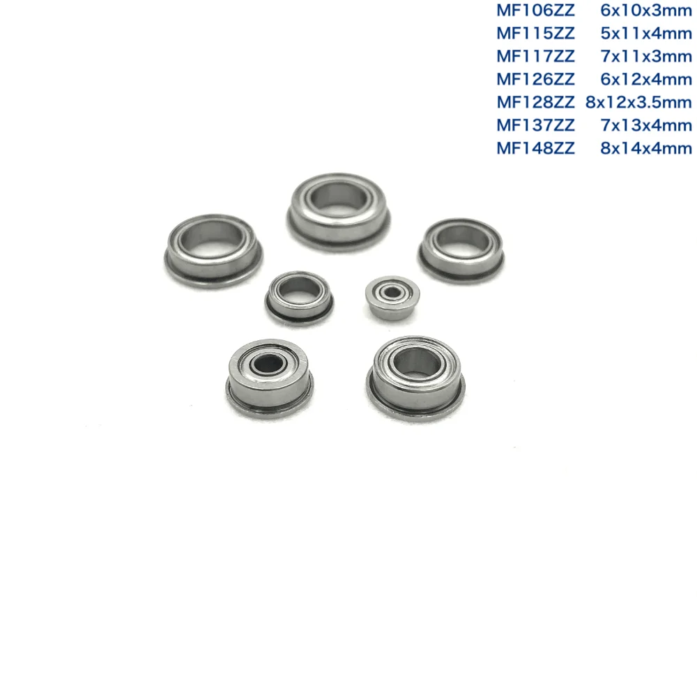 10 шт./лот MF106ZZ , MF115ZZ , MF117ZZ , MF126ZZ , MF128ZZ , MF137ZZ, MF148ZZ тонкие стенки с глубоким желобом, шариковый Миниатюрный фланцевый подшипник