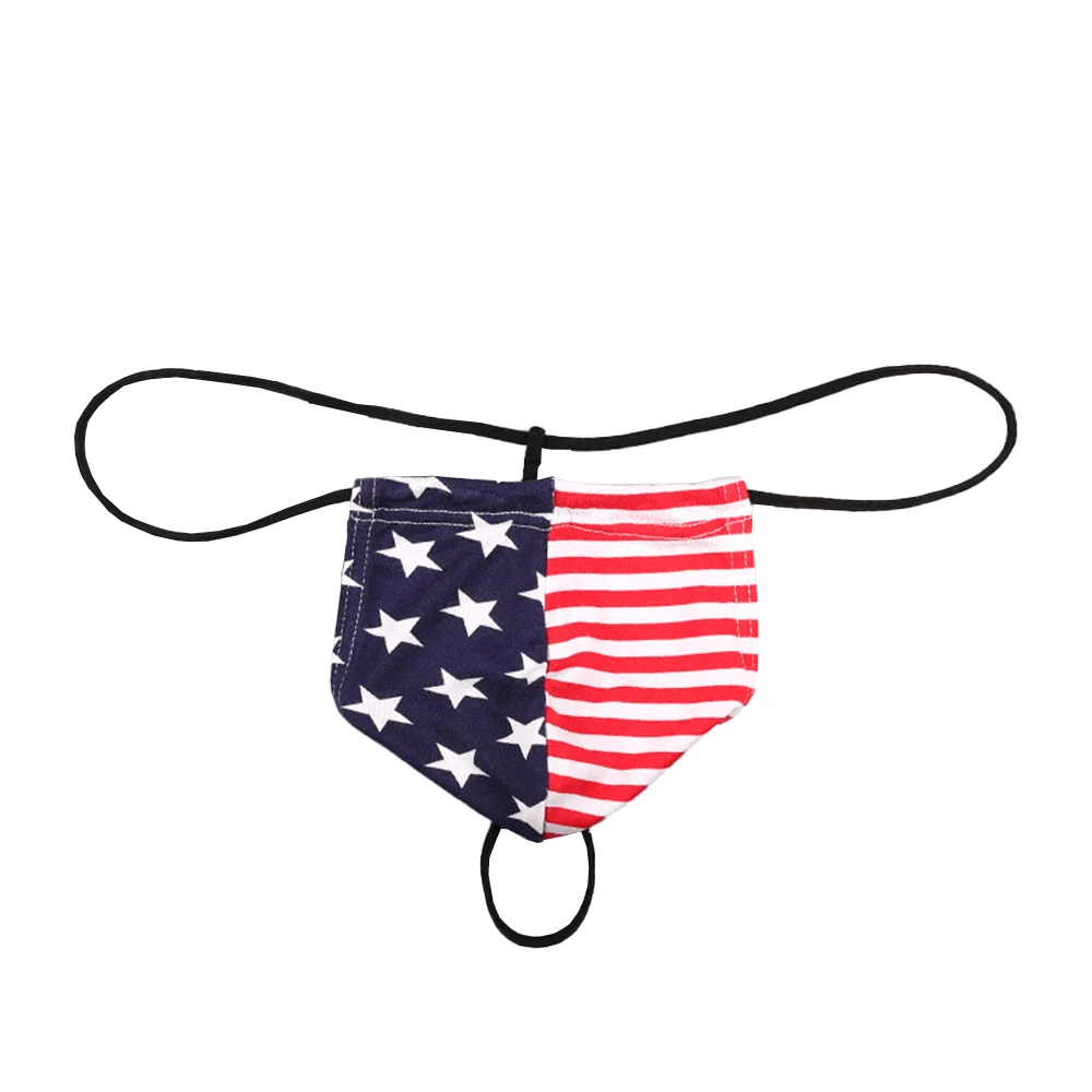 

Men's Underwear Thongs American Flag Sexy Striped Briefs Shorts Bulge Pouch G-String Low Waist Panties Breathable Underpants