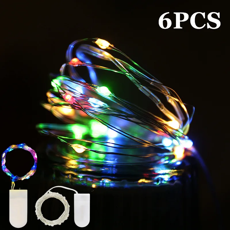 

Copper Wire String Lamp LED Fairy Light CR2032 Battery 6PCS for Wedding Xmas Garland Party Mini Christmas Tree Lamp Garden Decor