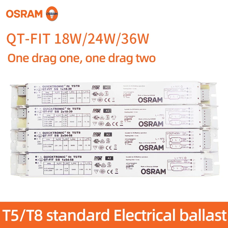 Osram QT-FIT 1x54-58 балласт T5/T8 фотолампа электронный балласт 18 Вт/24 Вт/36 Вт