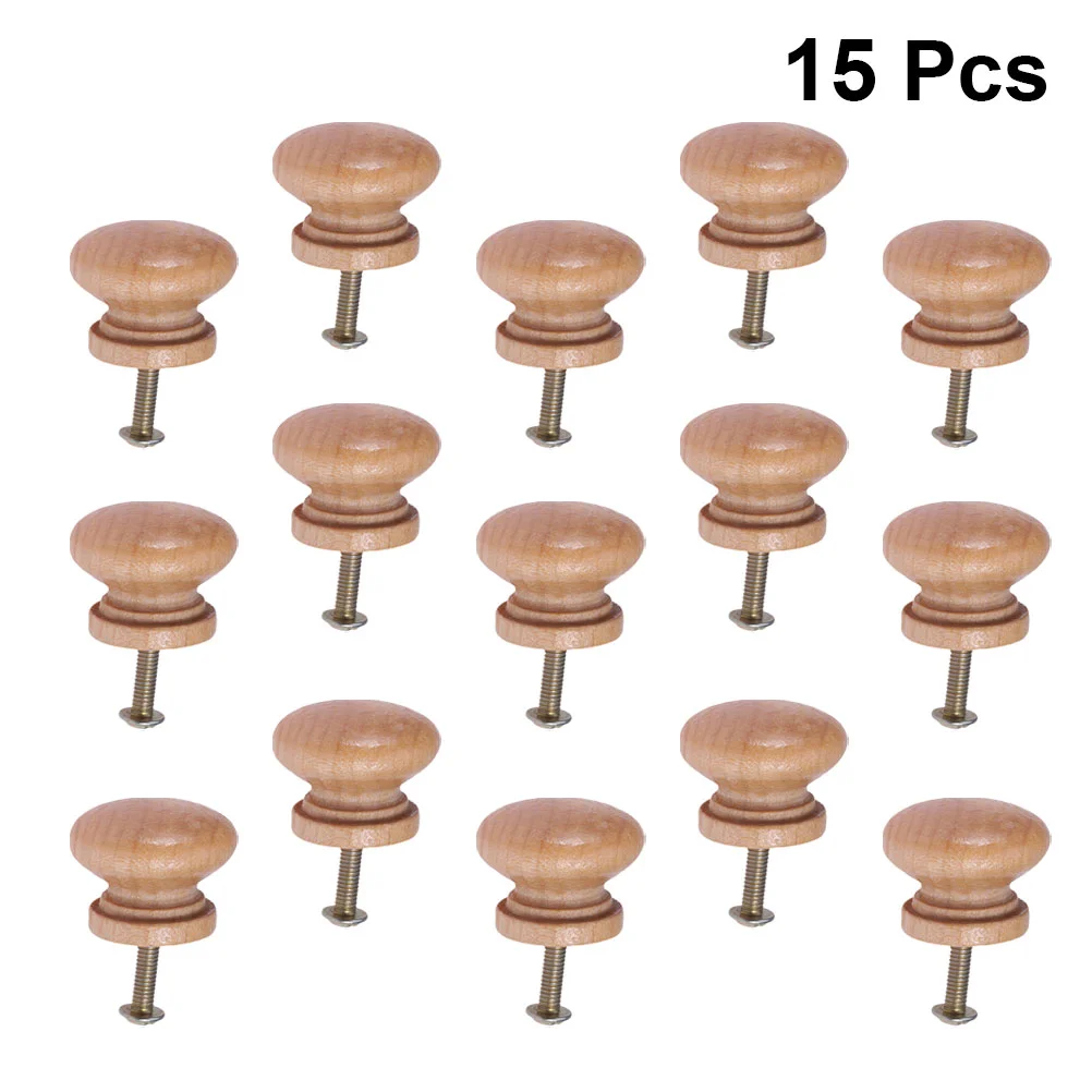 

15 Pcs Hanging Drawers Closet Wooden Cabinet Knob Knobs Size Mushroom Pull Handle