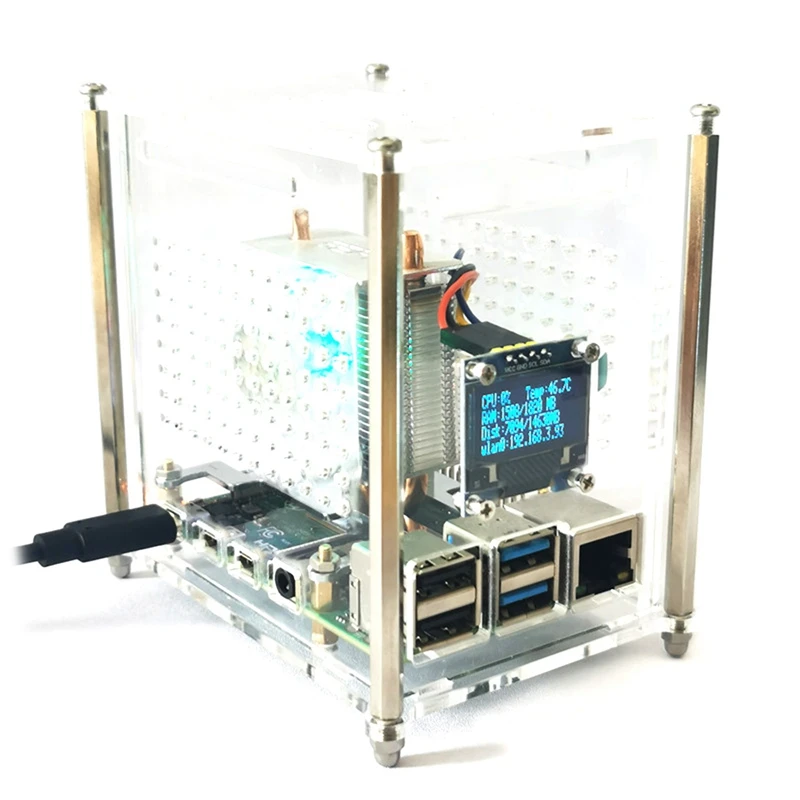 

For Raspberry Pi 4 Type B ICE Tower RGB Cooling Fan Copper Tube Cooler With Clear Acrylic Case