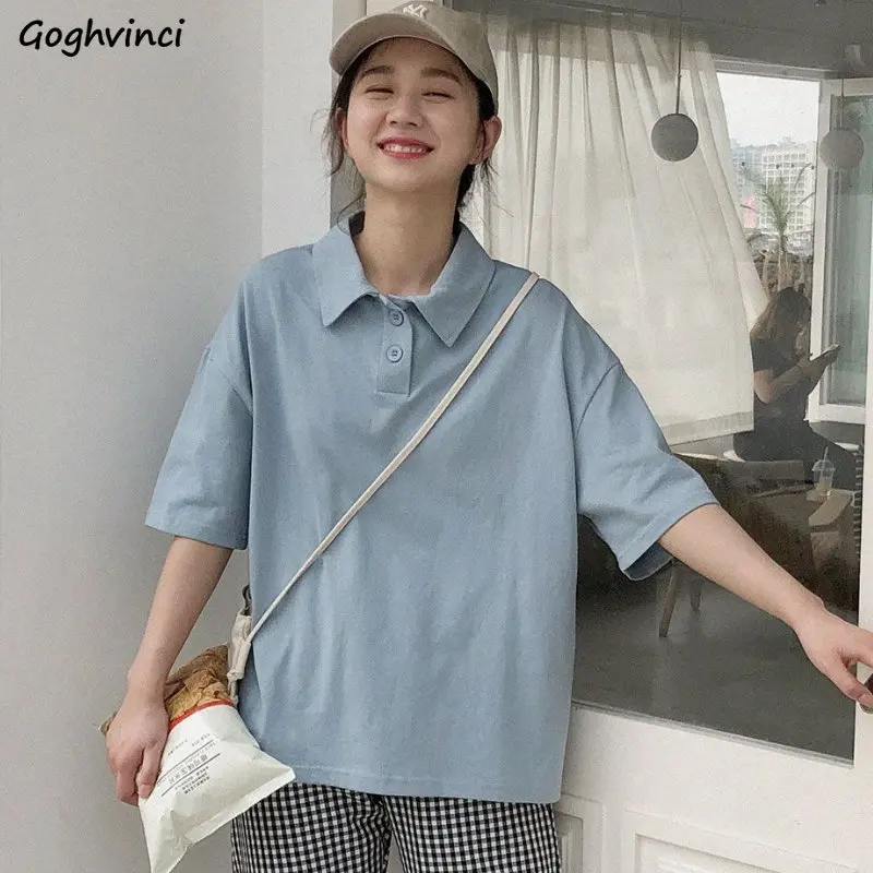 Футболка женская свободного кроя, винтажная простая летняя офисная одежда, универсальная Повседневная в японском стиле, в стиле унисекс