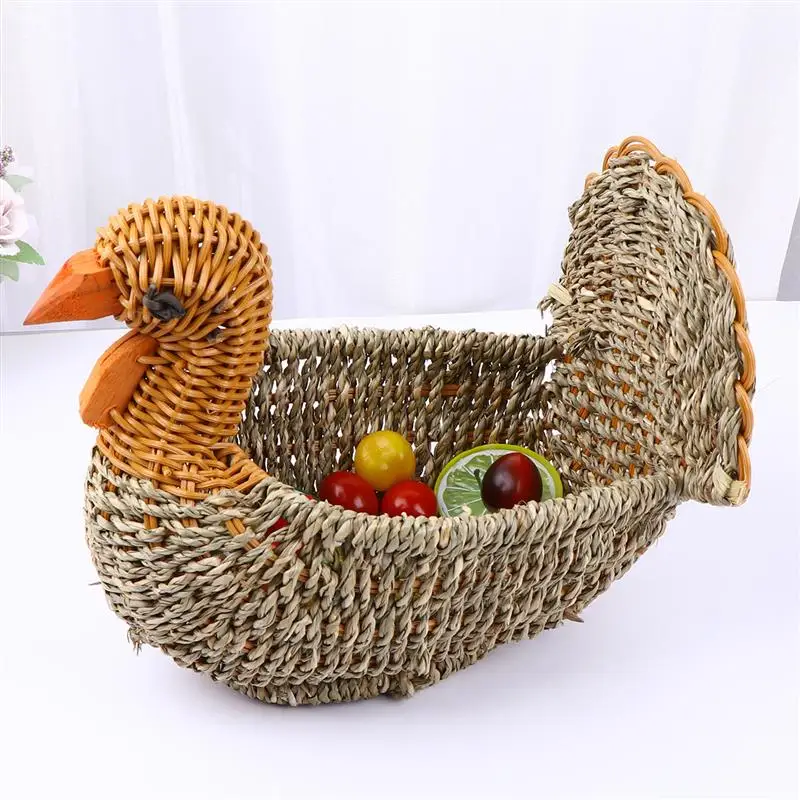 

Woven Storage Basket Rattan Bread Fruit Snack Basket Food Serving Platter Sundries Organizer Kitchen Picnic Basket