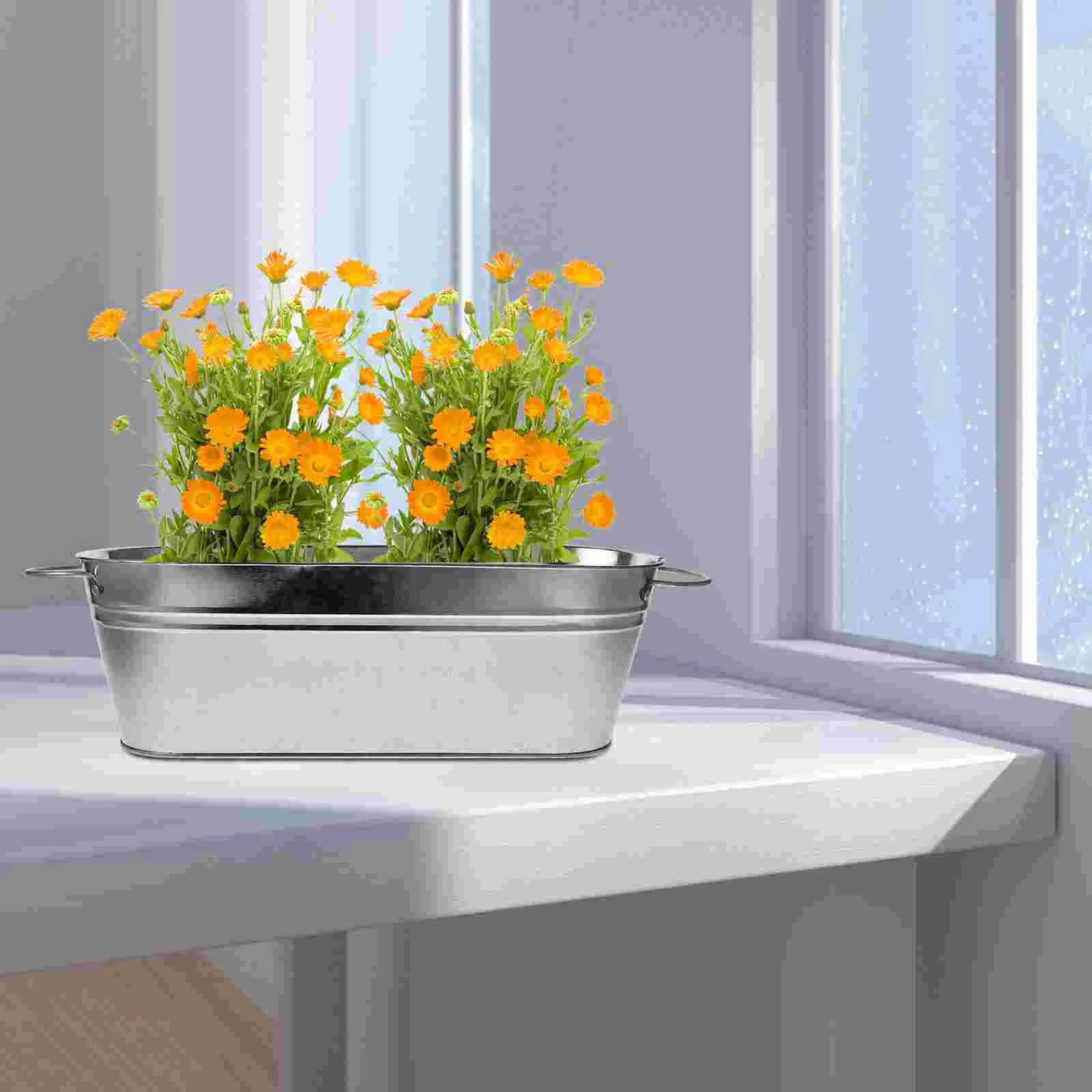 

Flowerpot Compact Iron Practical Indoor Planter Tray Retro Dorm Hanging Outdoor
