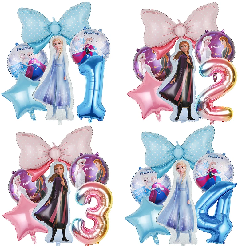 Frozen Birthday Party Decorations Disney Princess Anna Elsa foil Balloons Bow 32inch number ballon Baby Shower Girl Gifts Globos