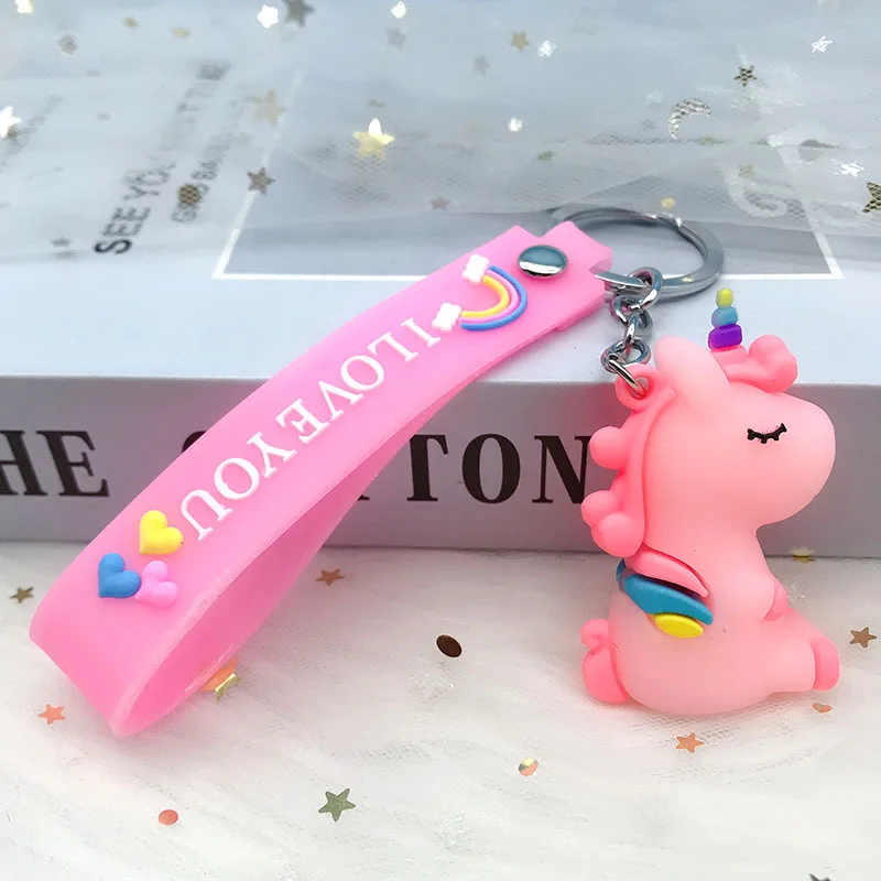 

Men's Car Personality Cartoon Cute Unicorn Rainbow Rope Keychains Resin Fashion Women's Bag Pendant Jewelry Ornaments Key Chains