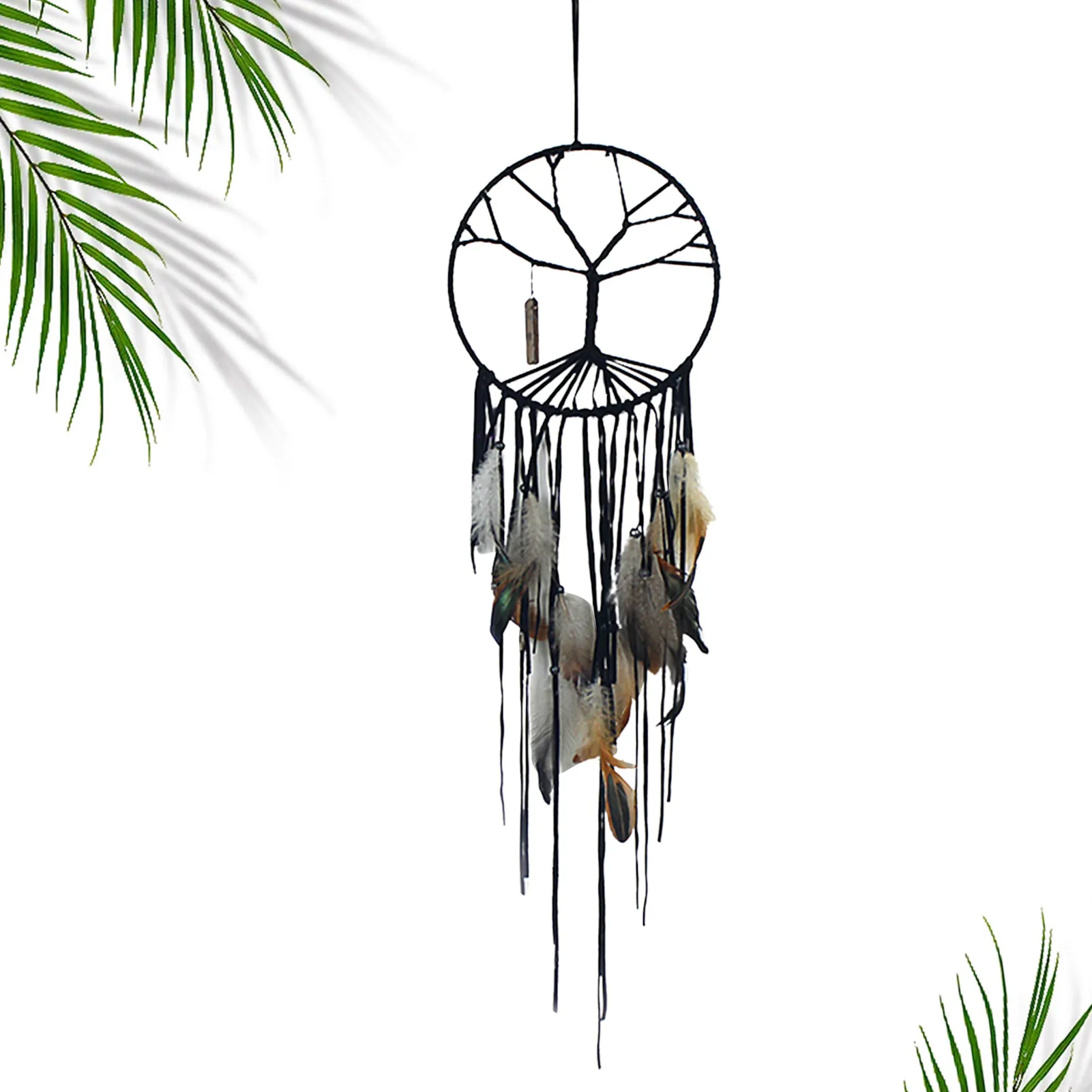 

Индийский Ловец снов с черными перьями, Ловец снов, красивое украшение для дома, модное украшение ручной работы, подарок