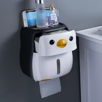 storage rack penguin toilet paper holder wall mounted punch free waterproof plastic tissue box home bathroom creative portable