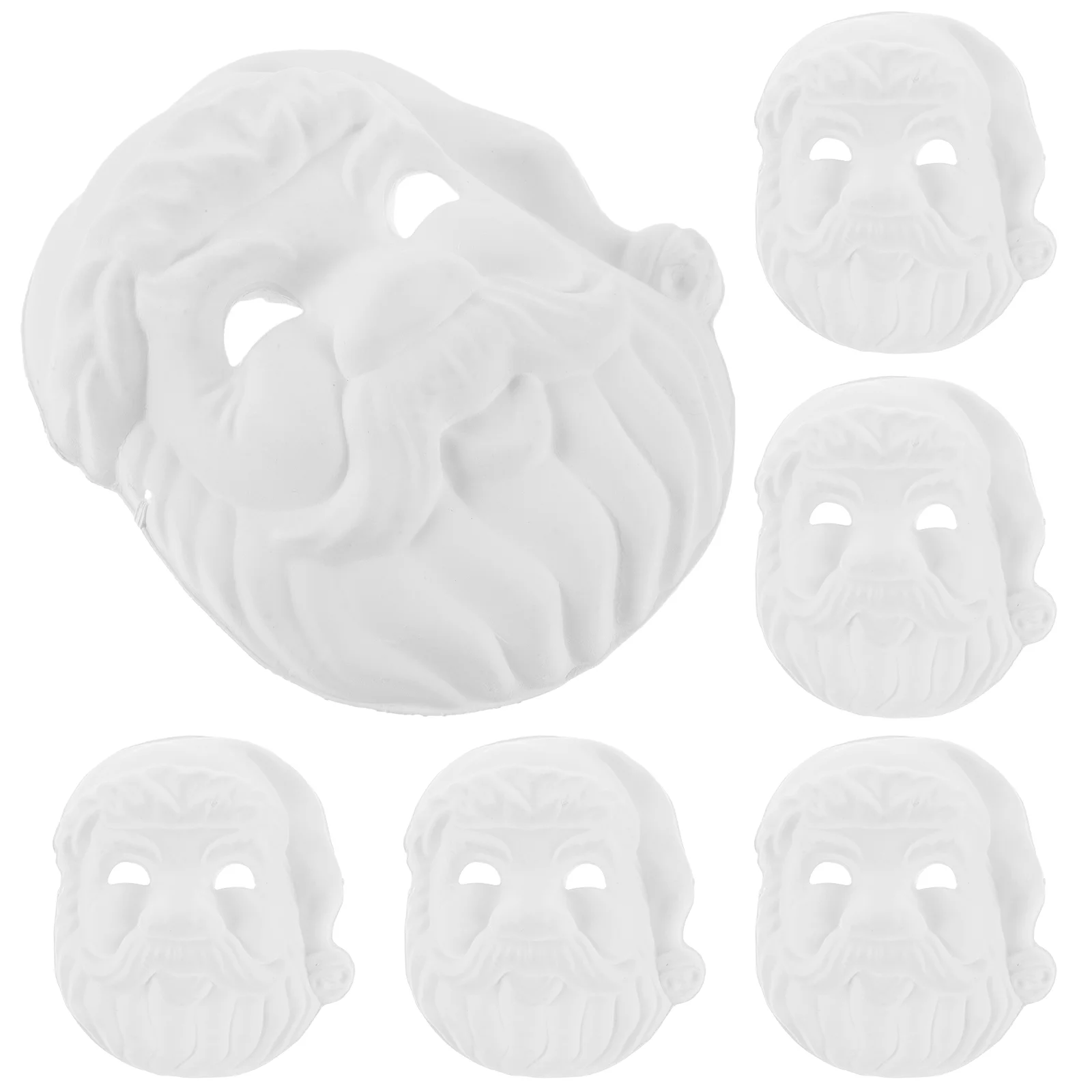 

6pcs Diy Santa Claus Paper Blank Mask White Paper Santa Claus Mask Party Supplies