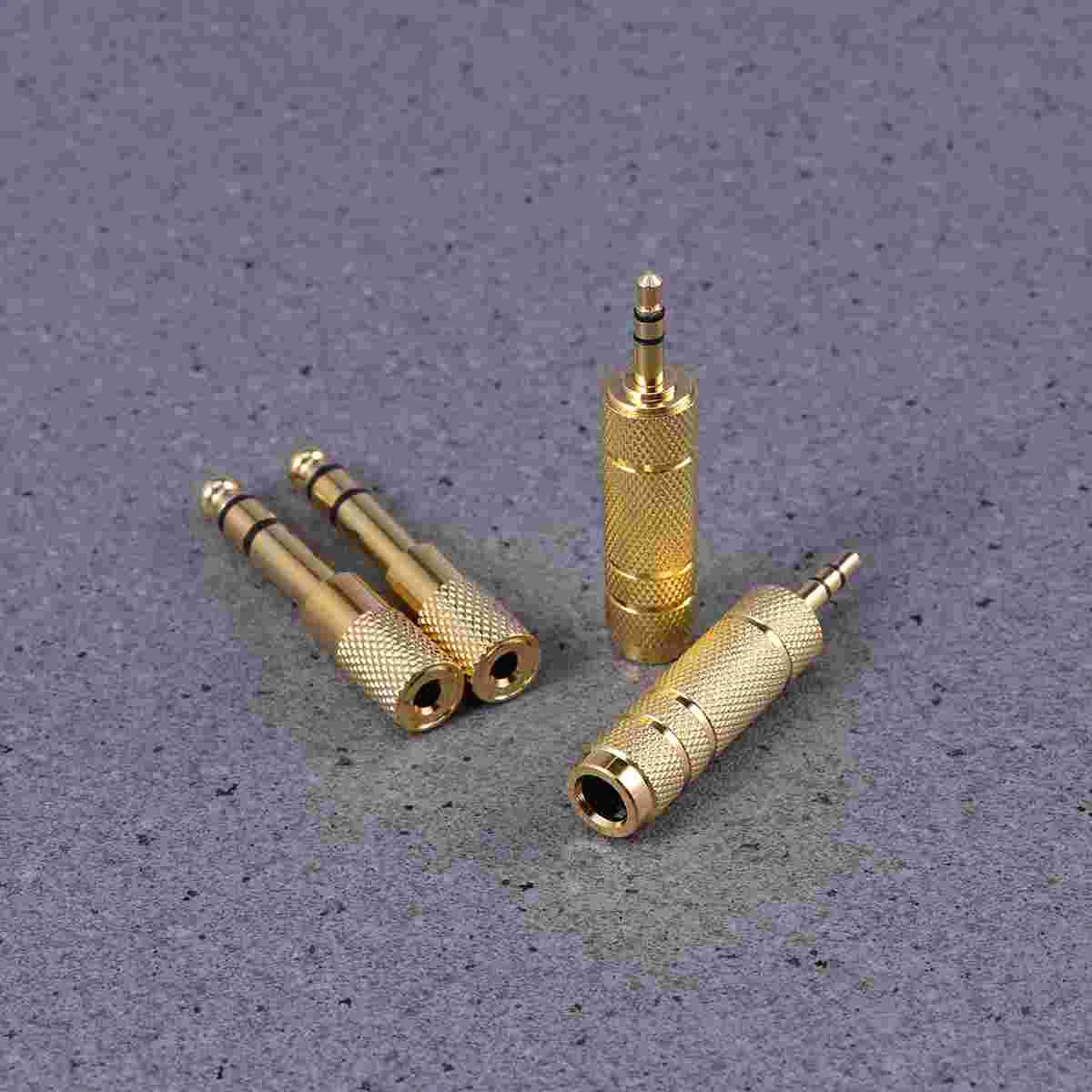 

6-in-1 3.5mm to 6.35mm Stereo Adapter Copper Gold Plated Headphone Jack for Microphone Earphone