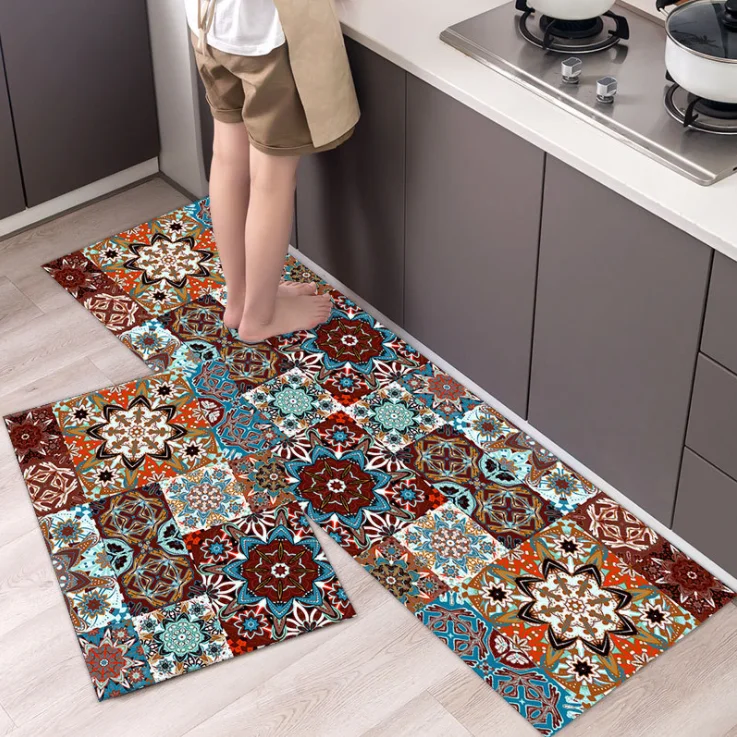 

Ethnic style Anti-slip Home Kitchen Mat Soft Rug Bath Long Strip Absorption Doormat Entrance Balcony Hotel Living Room Carpet