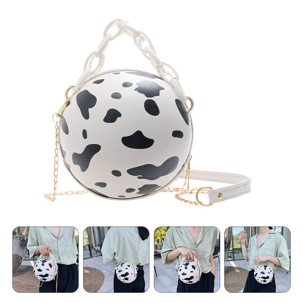 

Cow Pattern Round Small Shoulder Bag Fashion Chain Strap Hand Bag