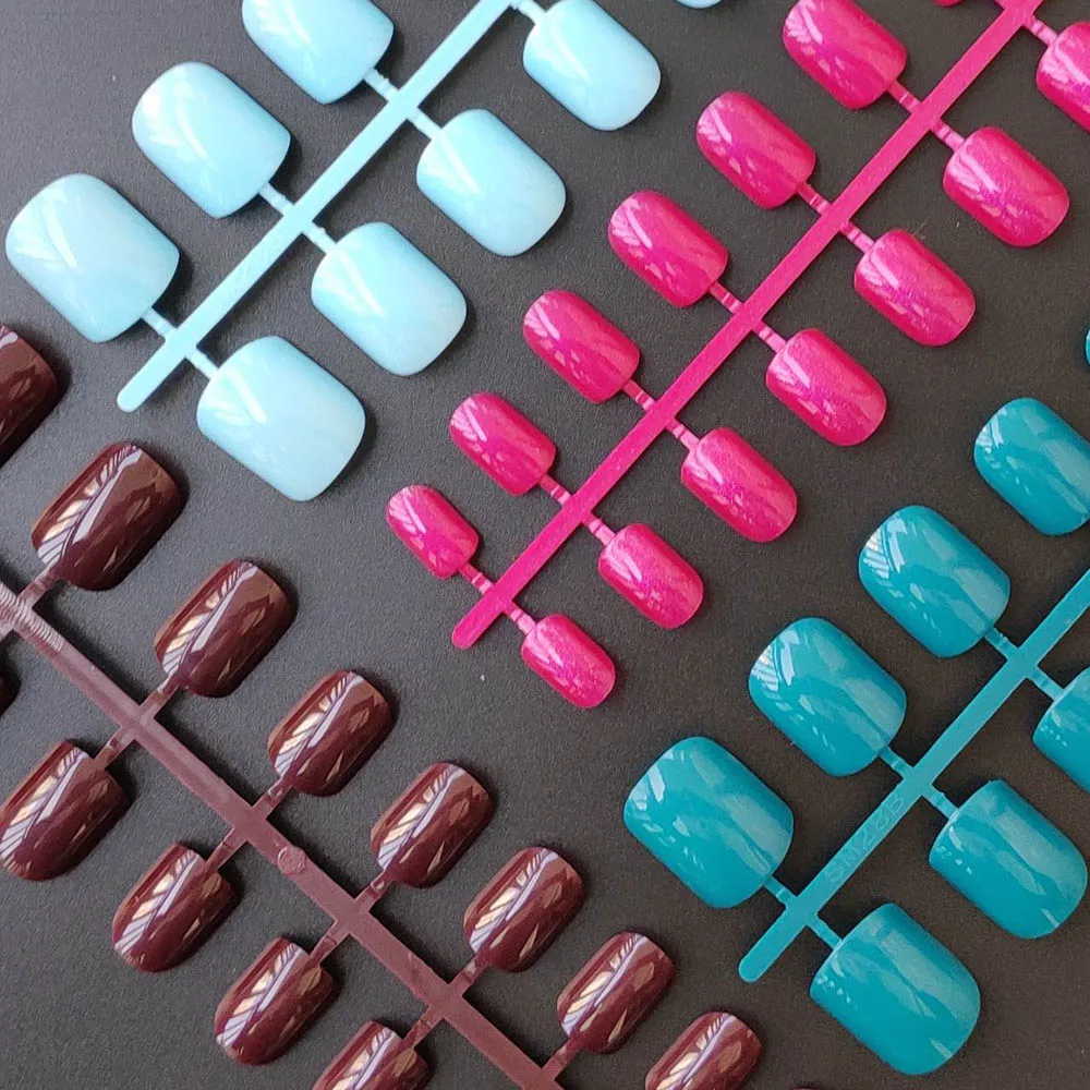 4 компл./Лот Накладные ногти смешанных цветов короткое полное покрытие