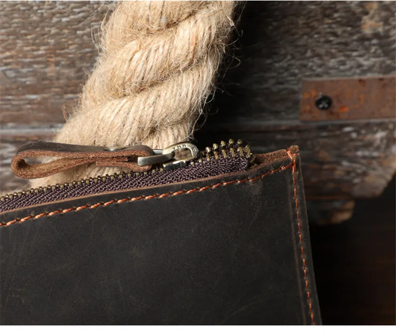 Vintage fashion crazy horse cowhide men's coffee coin purse small card holder simple casual ladies genuine leather key case