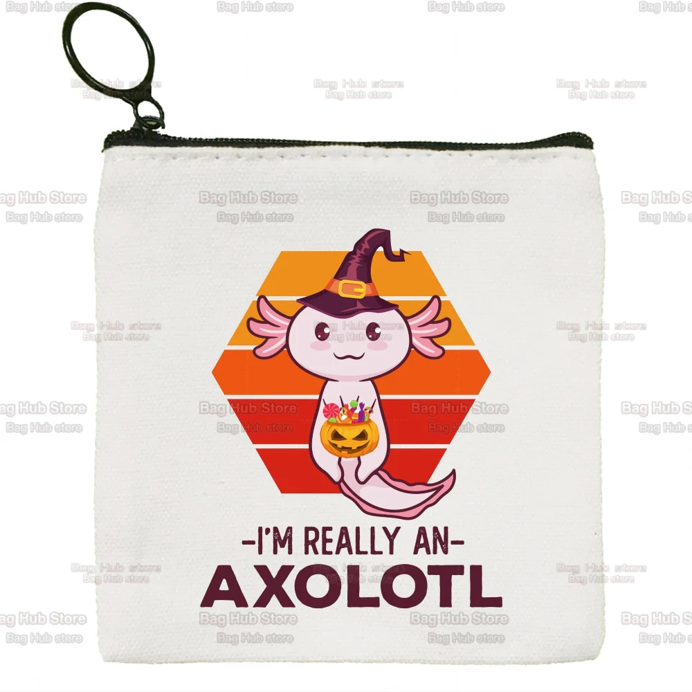 Cute Axolotl Loves Kawaii Cartoon Lizard Original Mini Coin Purse Small Bag Cute Niche Canvas Coin Purse