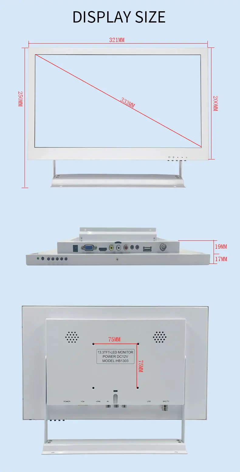 10 1/13 3/15 6 дюймовый белый ЖК-монитор безопасности HDMI VGA BNC компьютер pos промышленный