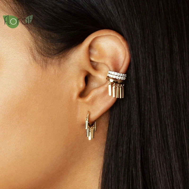 Женские серьги-кольца из серебра 925 пробы с металлической кисточкой | Украшения и