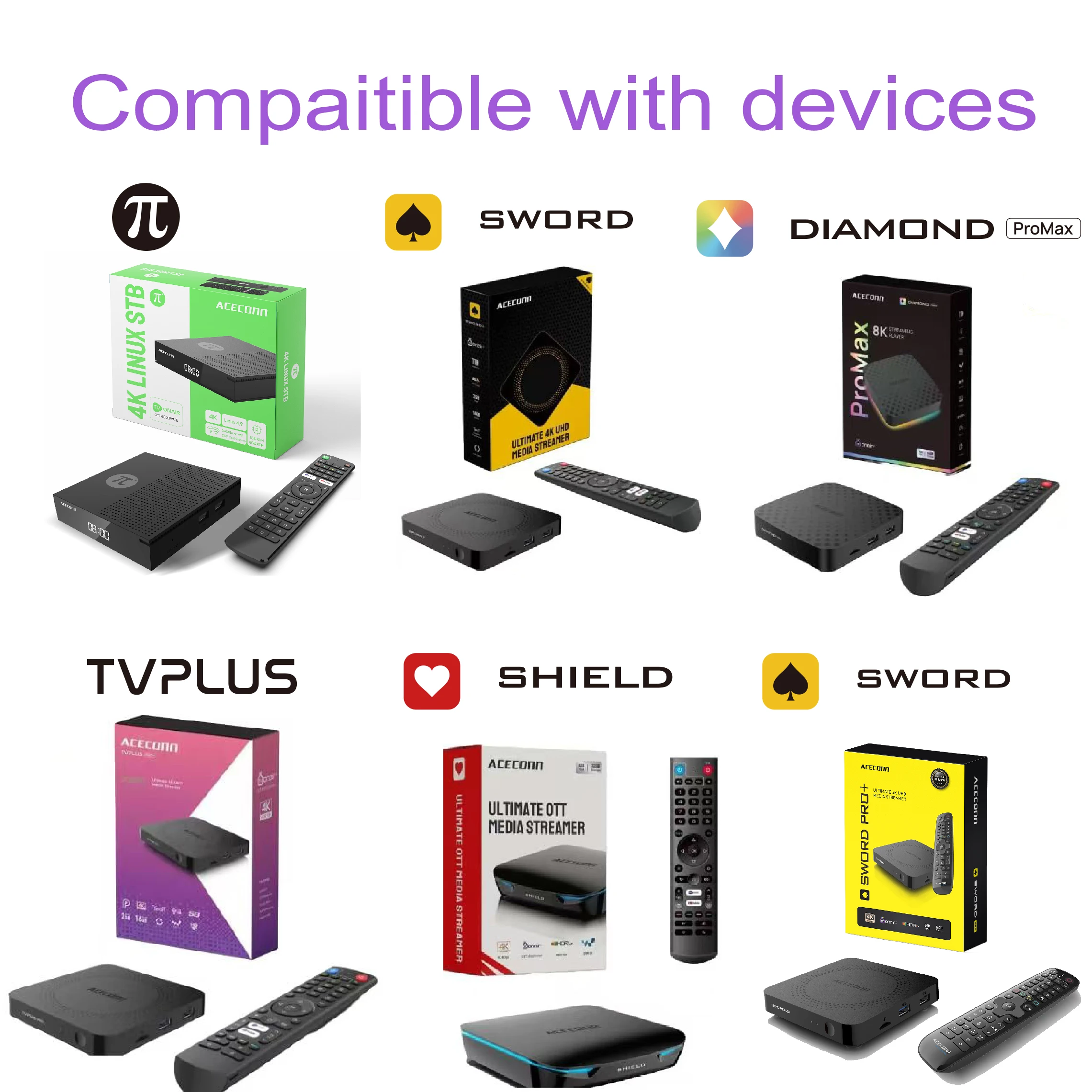 Фото Пульт дистанционного управления для Pi, TVPLUS Pro, Sword, Shield, Diamond ACECONN Sword IPTV Box TV plus pro TV Box Android и Linux Streaming Box №2