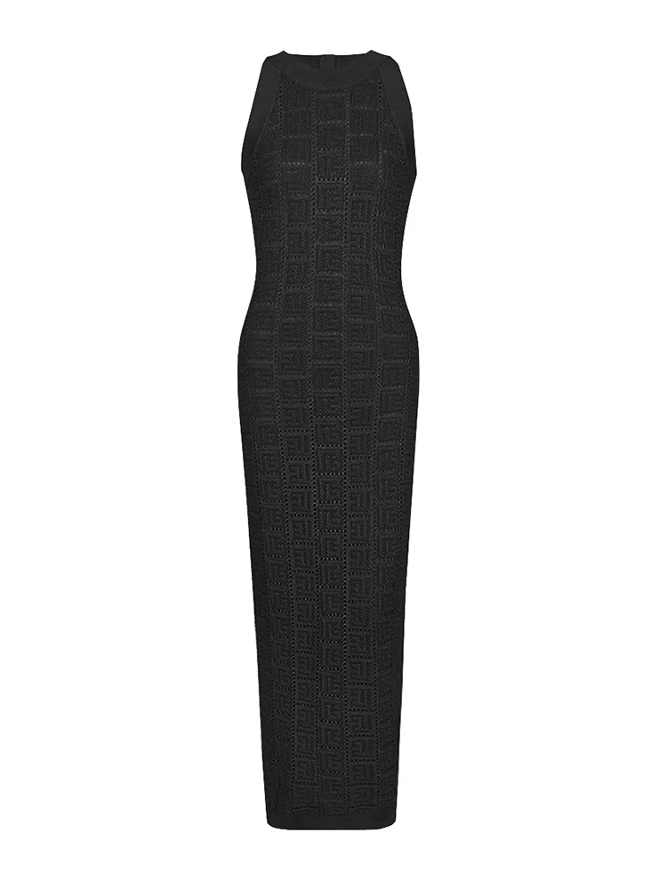 

Женское трикотажное платье без рукавов, средней длины