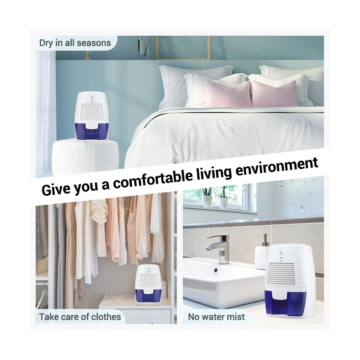 

500MLPortable Dehumidifier Mute Moisture Absorbers Air Dryer for Home Room Office Kitchen Deodorizer Air Dryer USB Plug